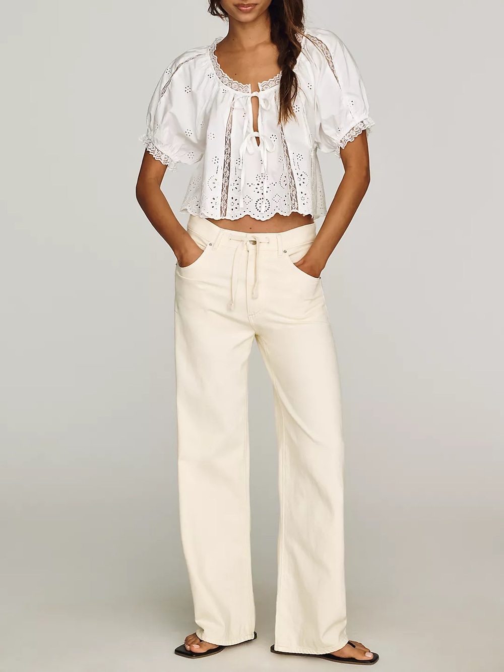 LE JEAN Women's Straight-Leg Jeans in Cream